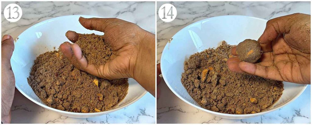 the process of making laddu using hand